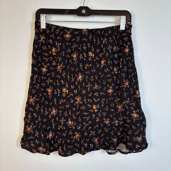 Madewell Flounce Hem Mini Skirt Size 6 Fresh Spring Black Lightweight Pull On - Picture 6 of 9